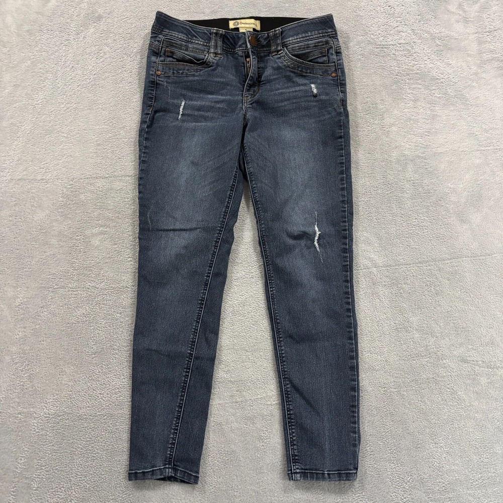 Democracy Ab Technology Jeans 6 Women's Skinny Ankle Blue Stretch Denim Distress